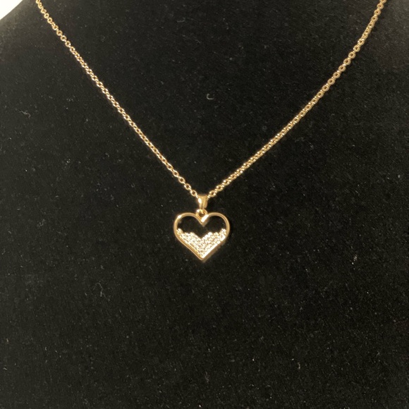 1056-Cubic Zirconia Half Heart Necklace - Picture 3 of 4